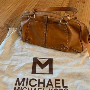 Michael Kors Brown Leather Studded Tote Bag